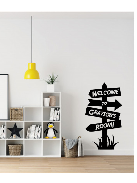ADVENTURE SIGN WITH NAME PERSONALIZED LARGE WALL VINYL DECAL 13"x24" BEDROOM