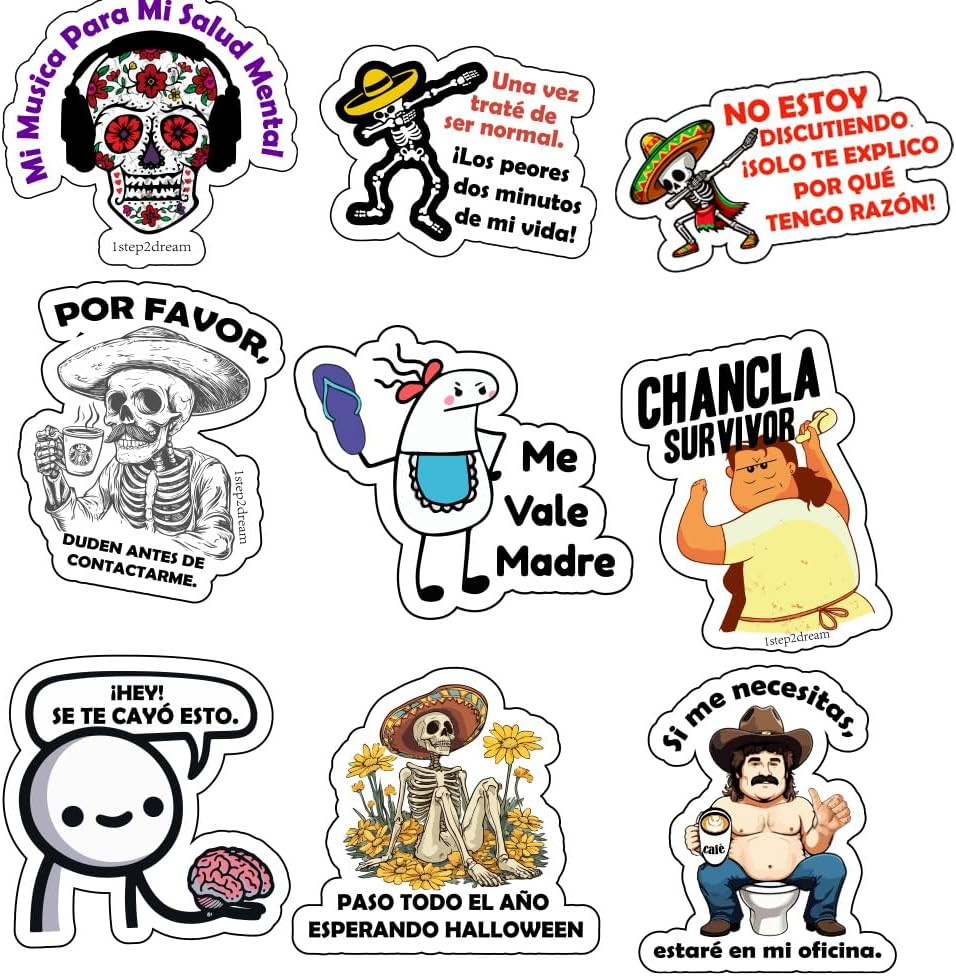 Spanish Funny Meme Stickers for Teens Adults Kids Teachers | Vinyl Stickers Pack