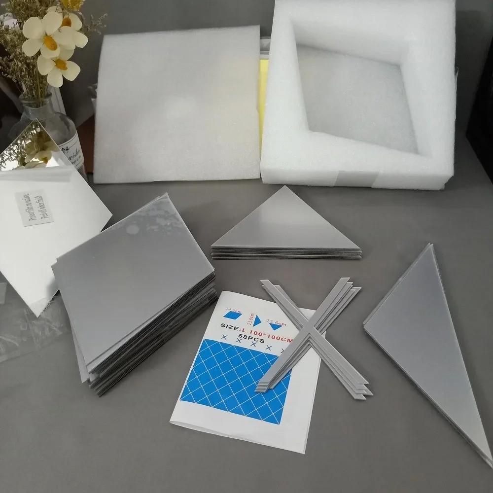 DIY Acrylic 3D Triangle Mirror Wall Stickers Self Adhesive Diamond Home Decor