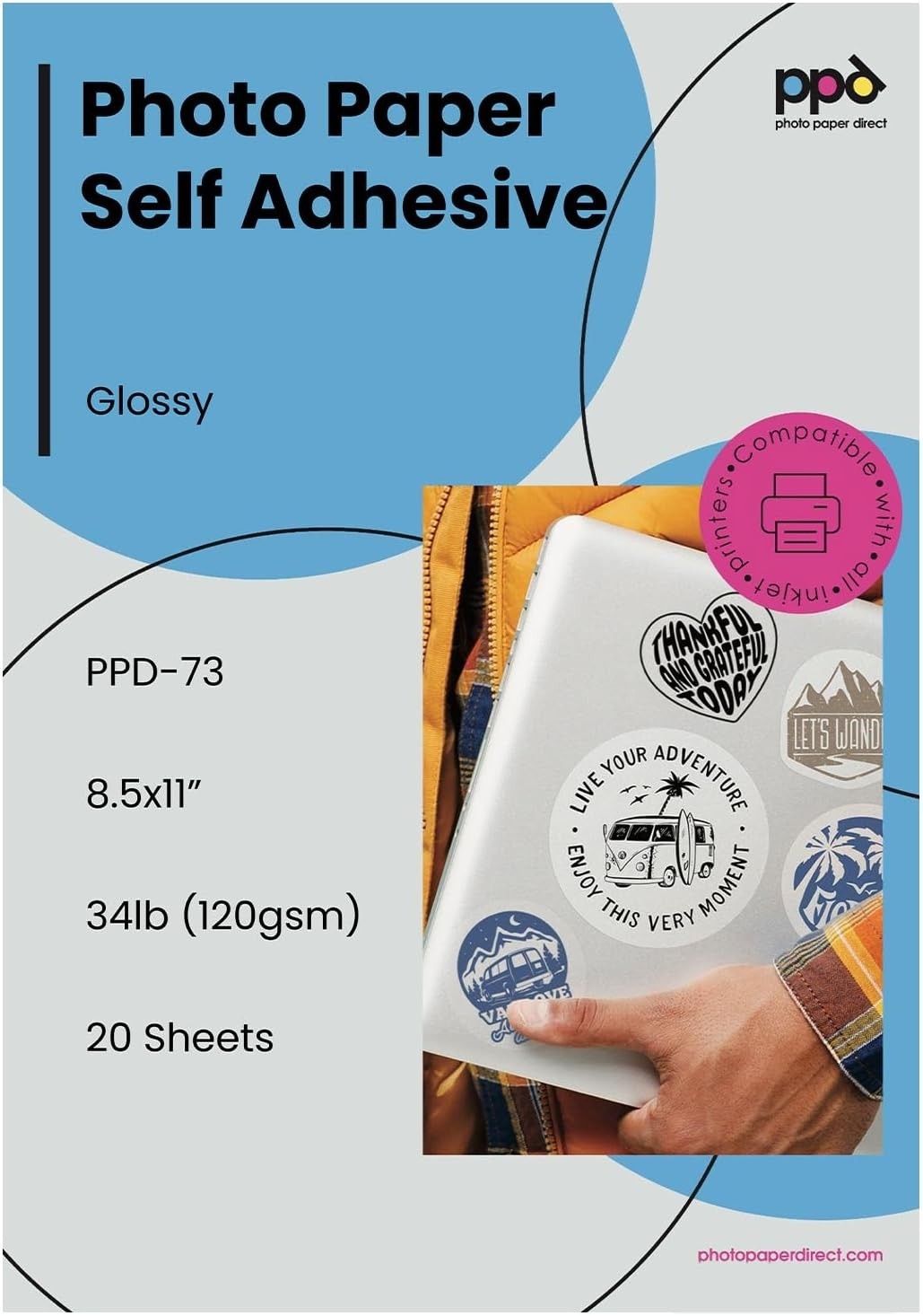Flexible 20 Sheet Pack: 8.5×11" Glossy Printable Sticker Paper for DIY Projects