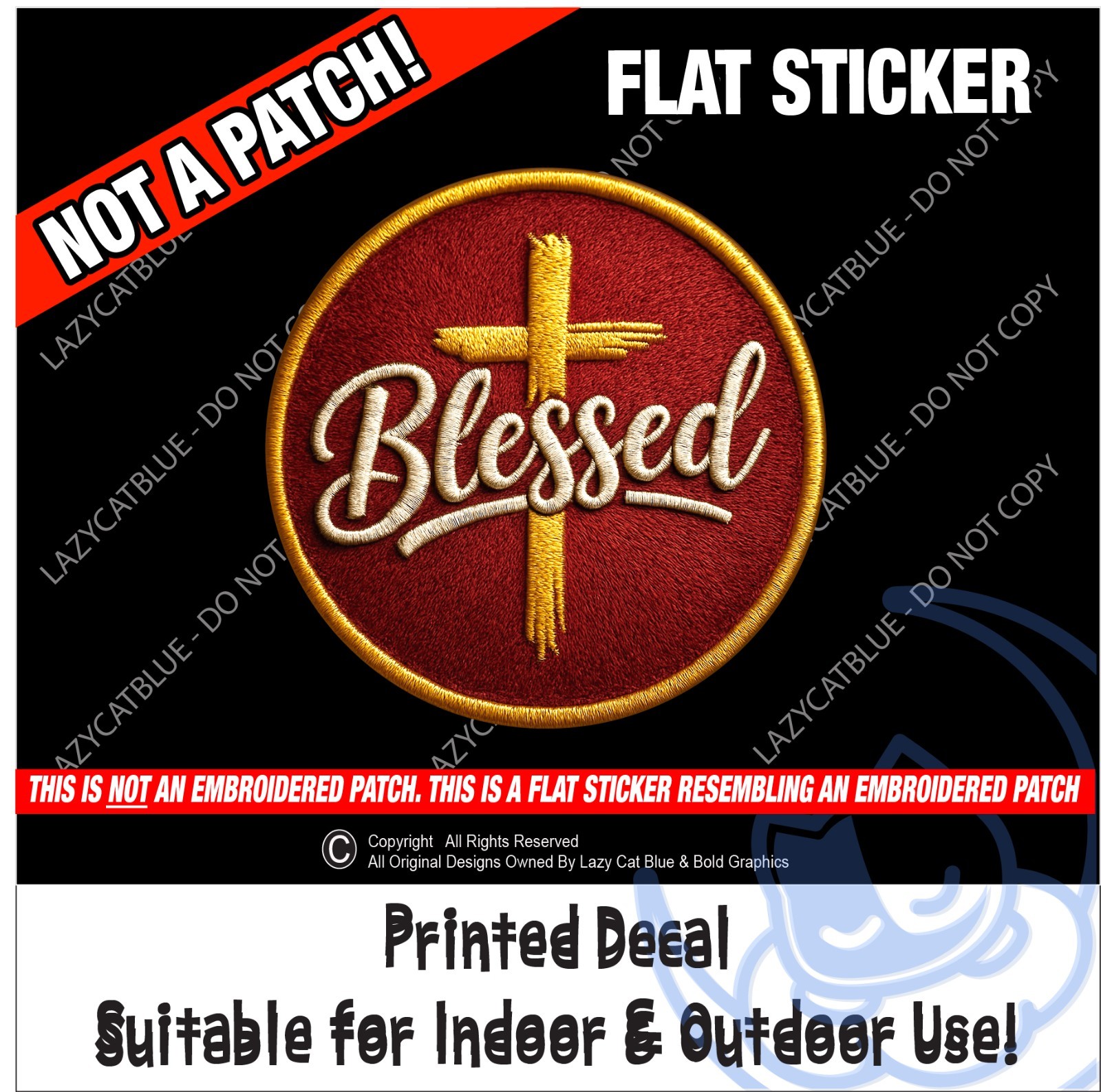 Blessed Cross Decal Sticker Christian Faith Jesus God Religious Pray Church Love
