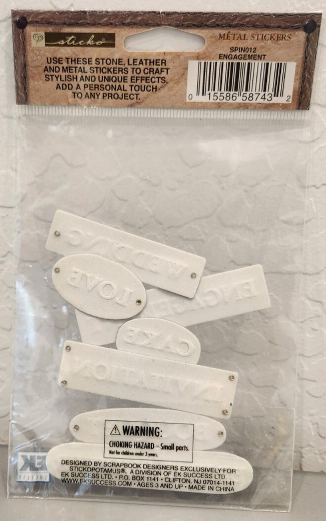 New! Inspirables! (7) Chrome Metal Tags / Stickers! ~Engagement ~Wedding ~Love