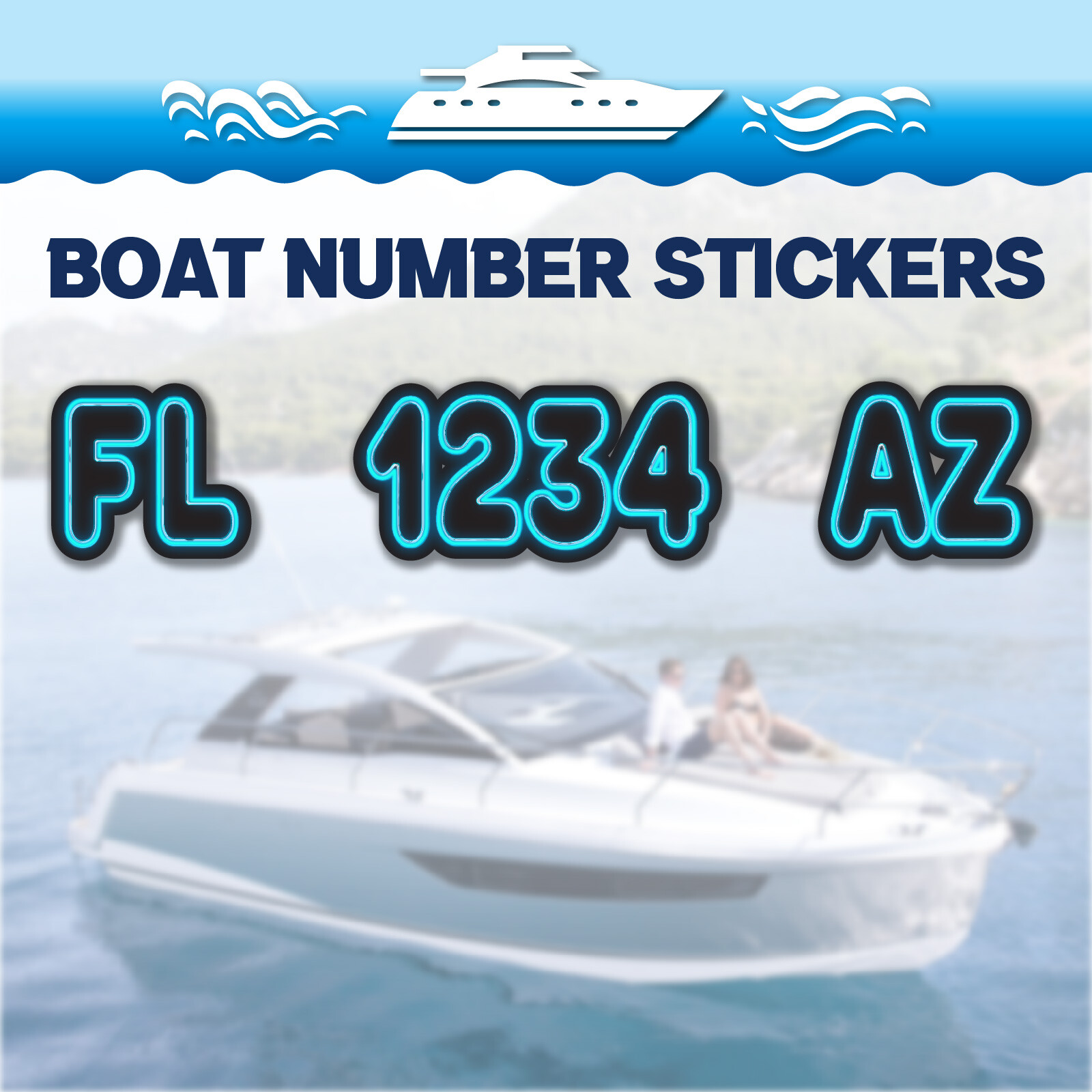 3 inch 2x Watercraft Number Custom Boat Registration Stickers3 inch Lighting