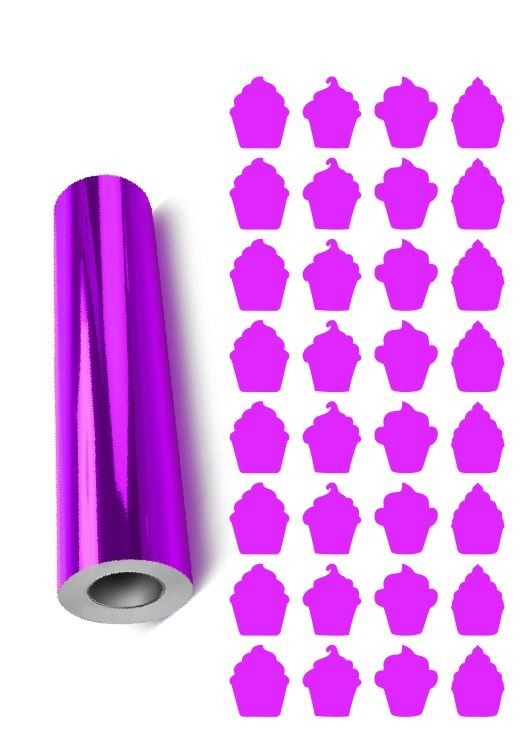 Cupcake Stickers Sticker Chrome Purple 1" DC12
