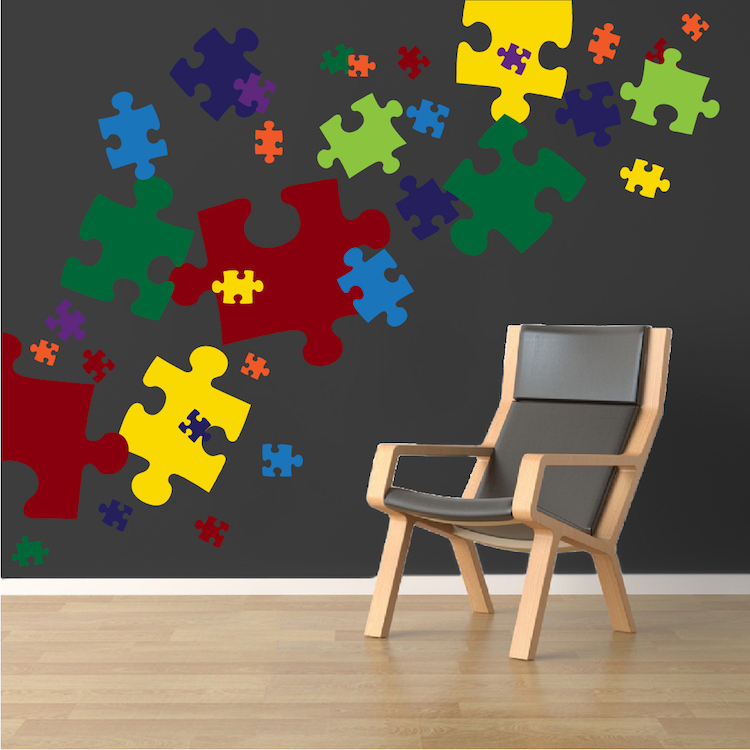Puzzle Pieces Wall Decal Mural Vinyl Colors Jigsaw Puzzle Removable Art, d06