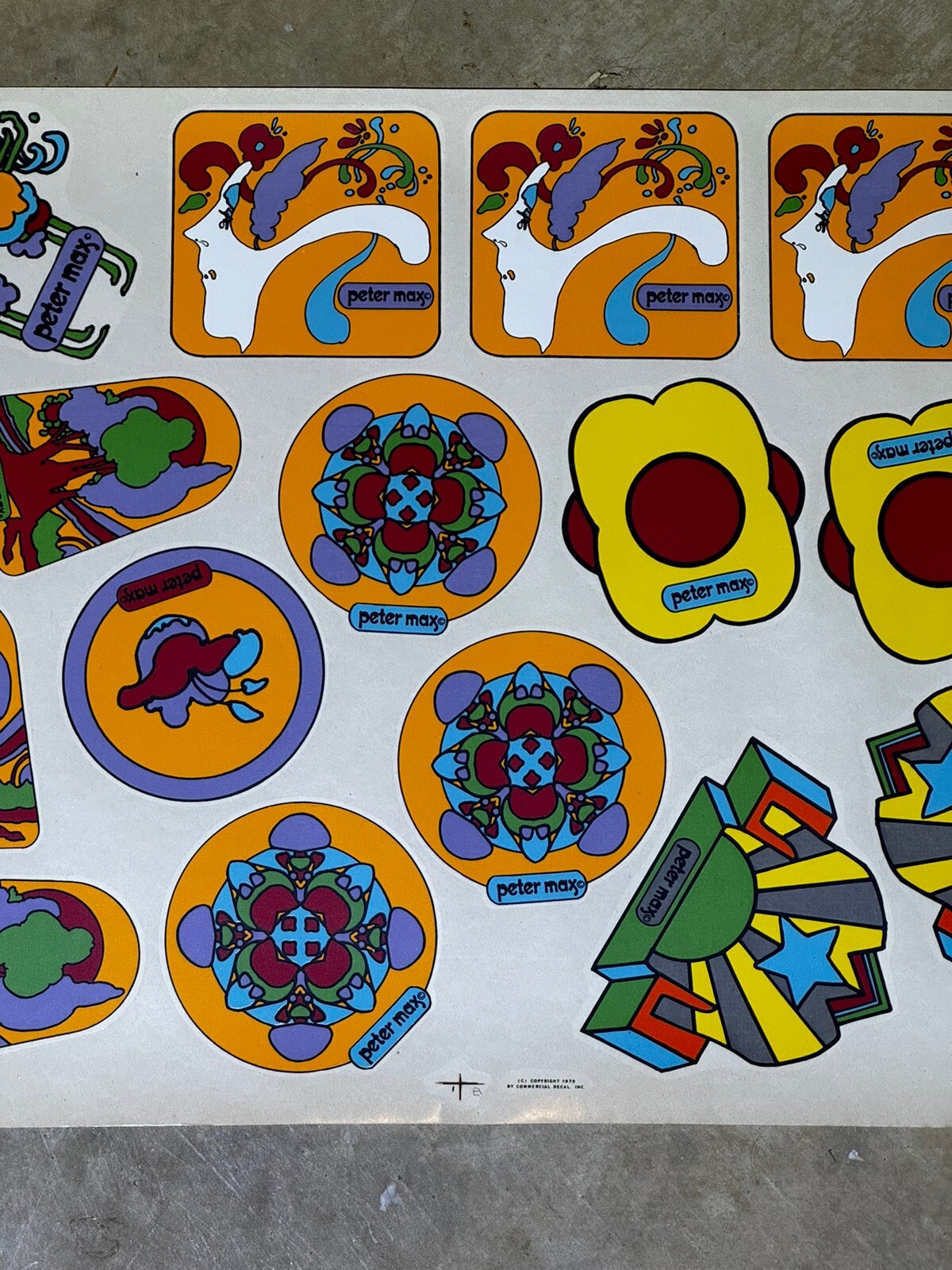 Peter Max Flower Power Decal 1970 Cookware Decals Hippie Groovy Kitchenware