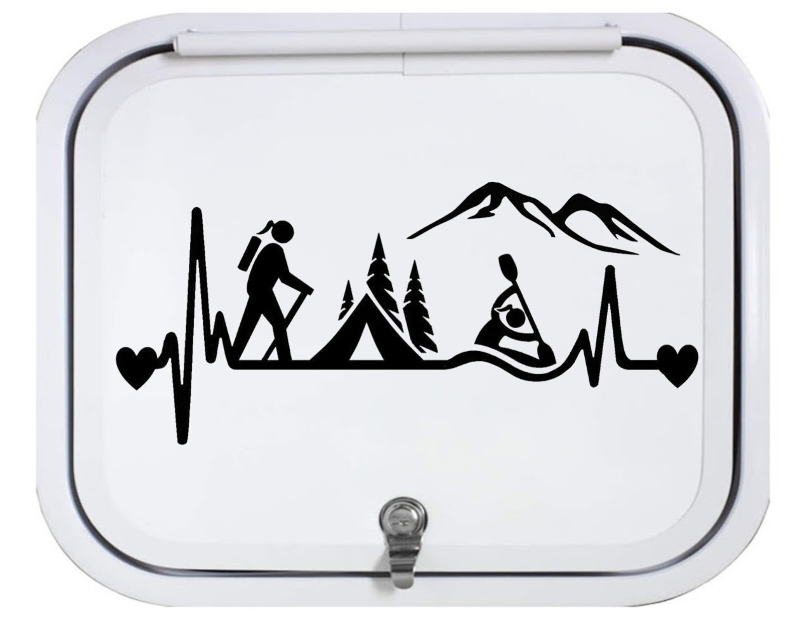 Girl Hiking Camping Tent Kayak Heartbeat Decal Sticker for Car Window #485