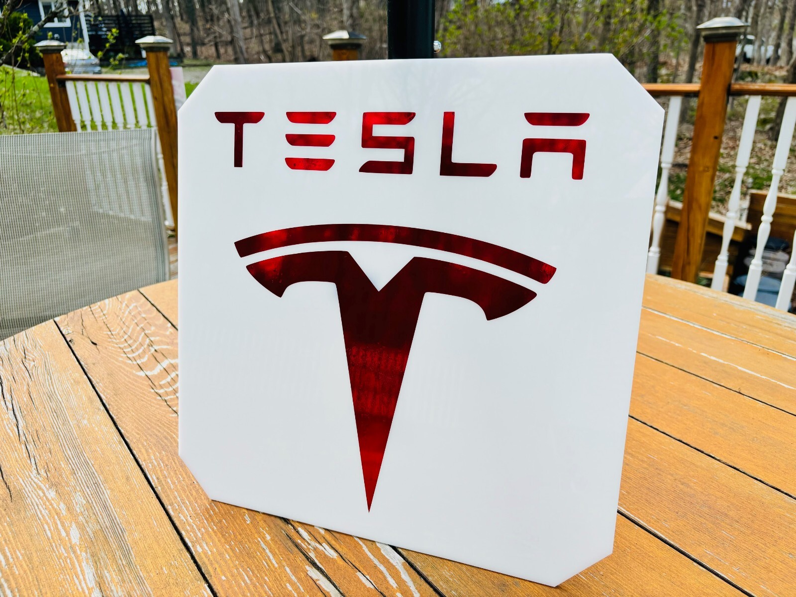 TESLA Vinyl Decal Many Sizes Gorgeous Mirror Rose Red FREE Ship