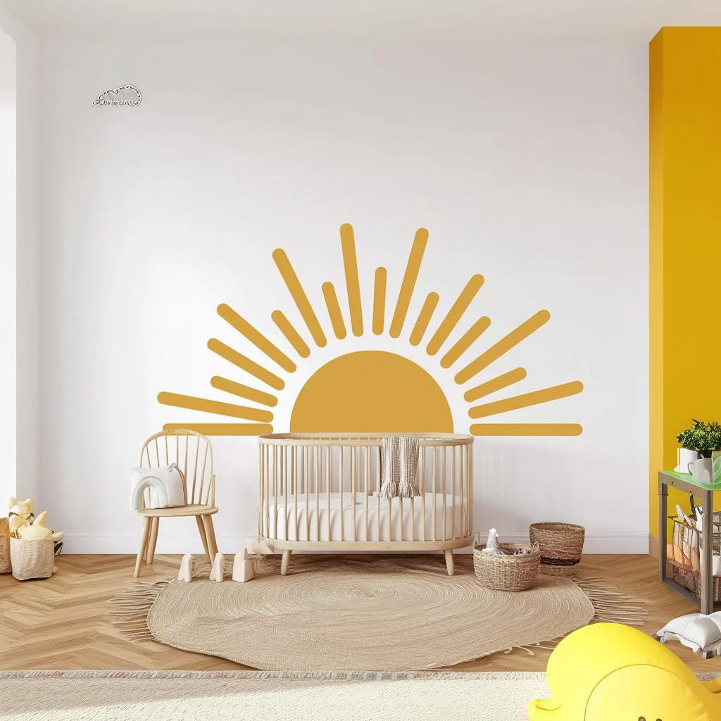 Large Half Sun Wall Decal | Boho Nursery Wall Art