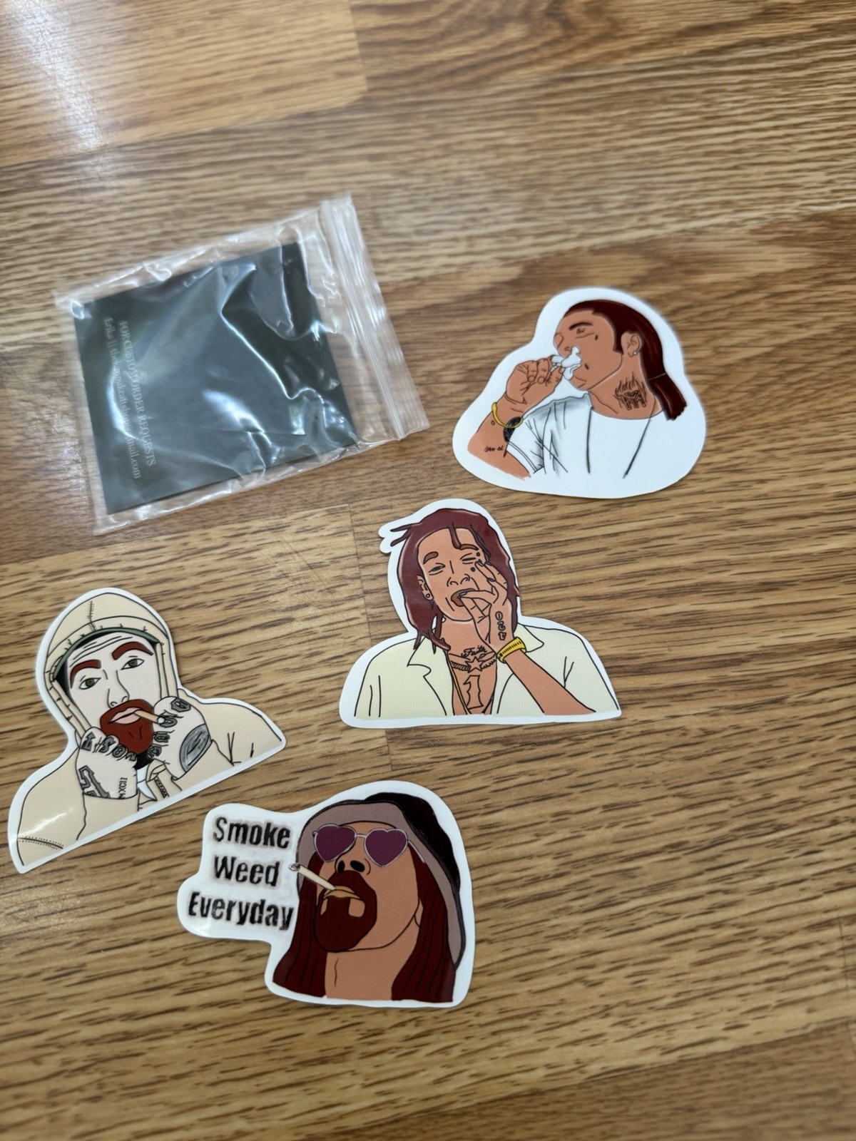 Set of 4 Die Cut Hand Drawn 'Rapper' Stickers Ft. Snoop, Mac, Lil Wayne 2"