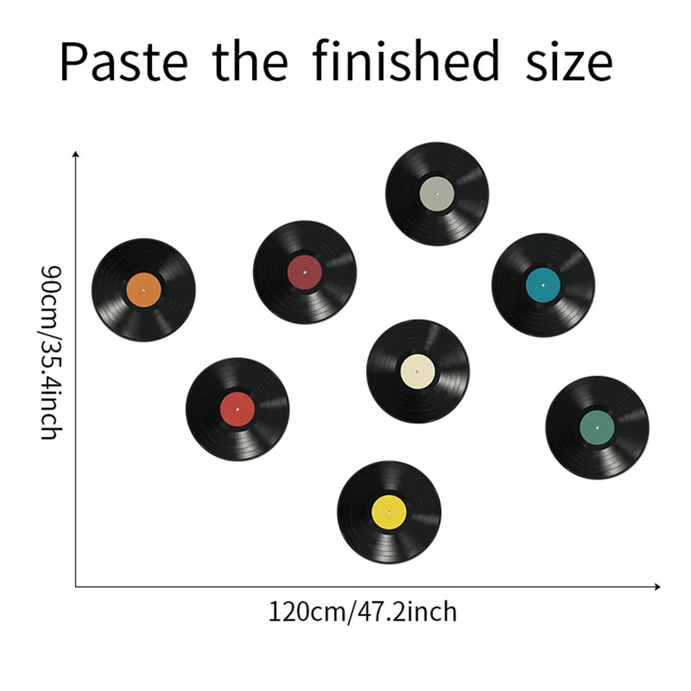 Vinyl Record Stickers 8pcs Diy Transfer Belt Decal Mural Living Room Bedroom Bar