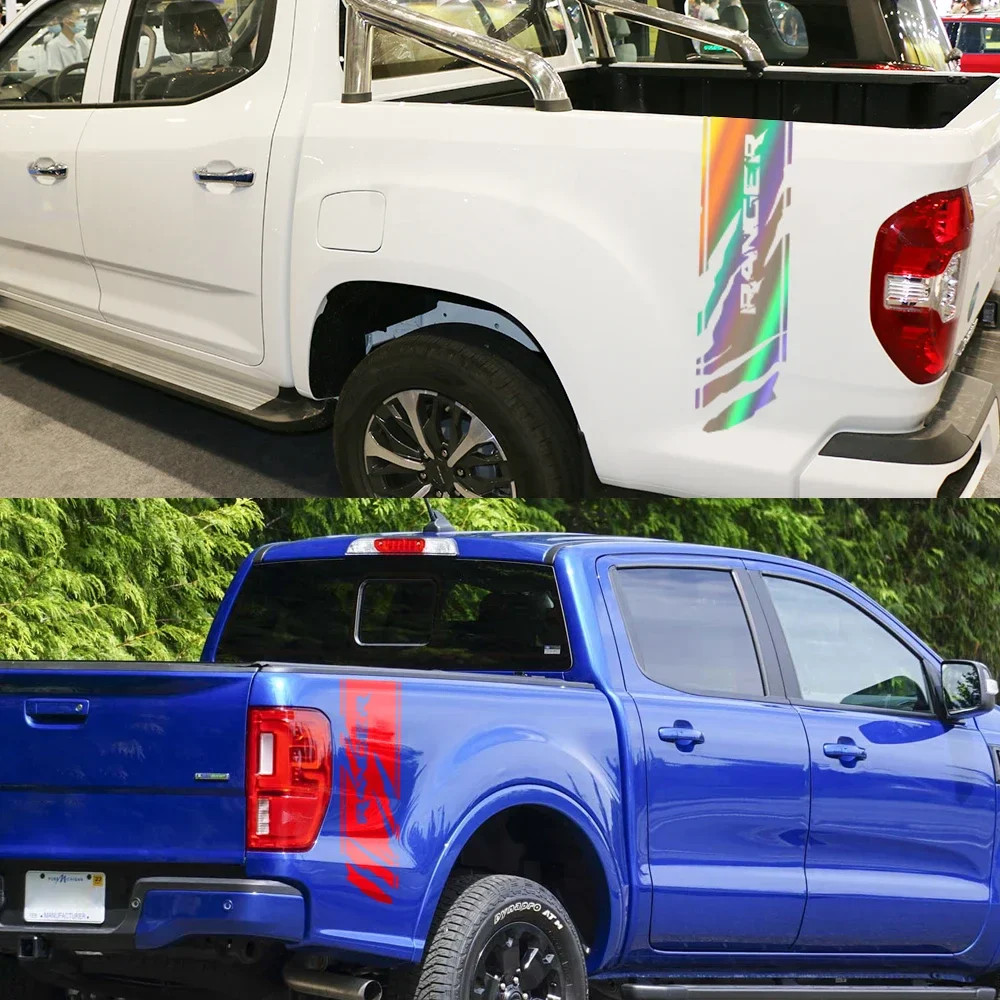 Aftermarket Rear Bed Side Stripe Decal for Ford Ranger Raptor | 2-Piece Vinyl Tr