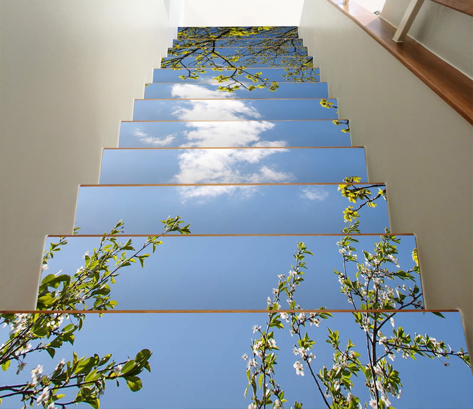 3D Simple Clouds W220 Stairs Risers Decoration Photo Mural Vinyl Wallpaper Vera