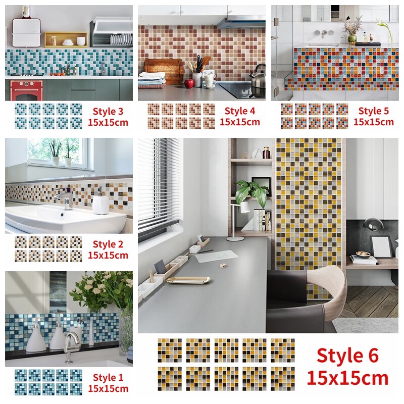 10X square vinyl wall sticker for kitchen and bathroom 15cm