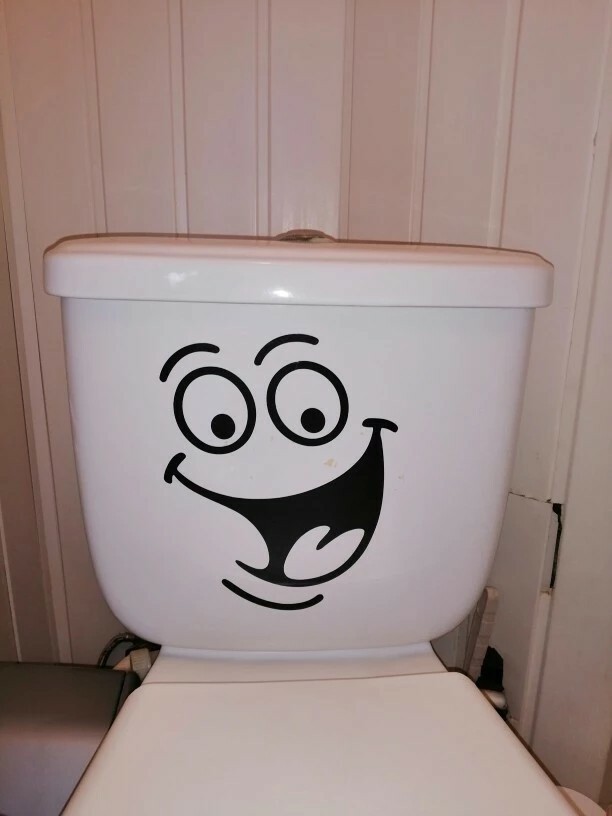 Funny Smile Bathroom Wall Stickers Toilet Home Decoration Waterproof Wall Decals