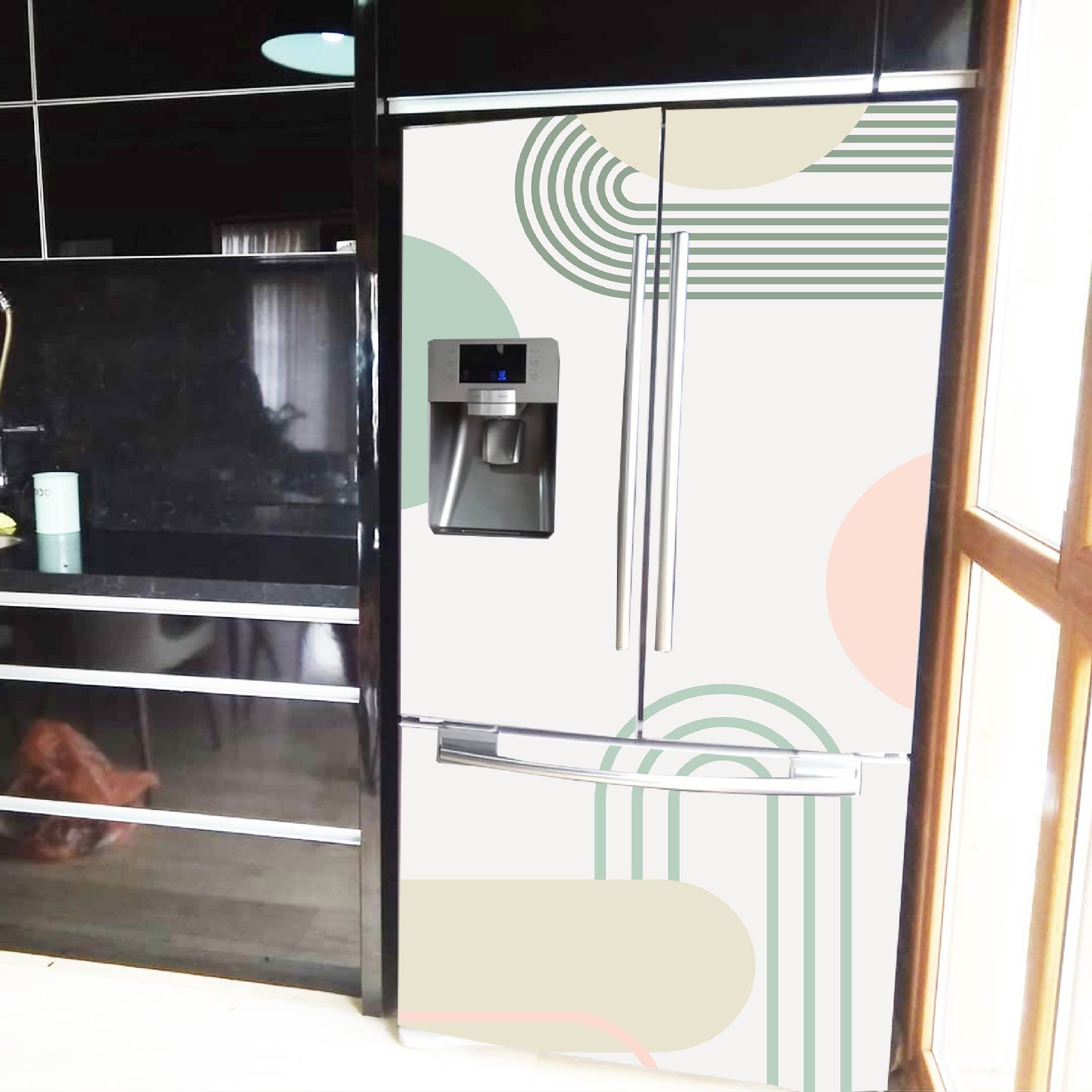 Geometric Design Fridge Wrap Refrigerator Decal