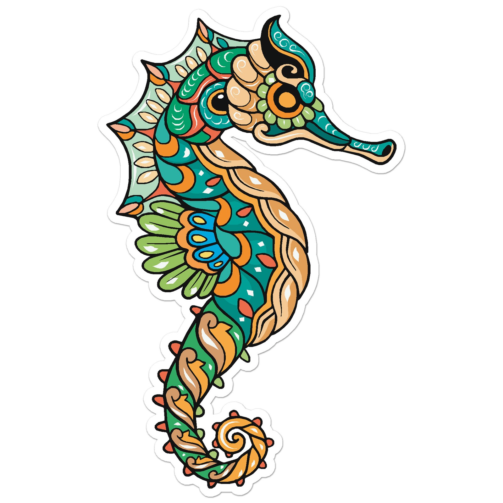 Colorful Seahorse Design – Vinyl Decal Sticker – Car Window Laptop – ebn9167
