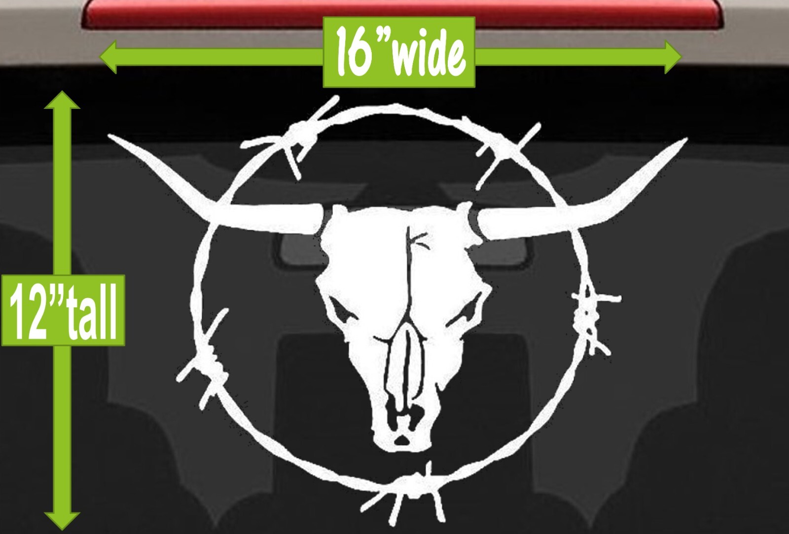 Longhorn Bull Cow Skull Barb Barbed Wire Decal Sticker Truck Suv Trailer L1035