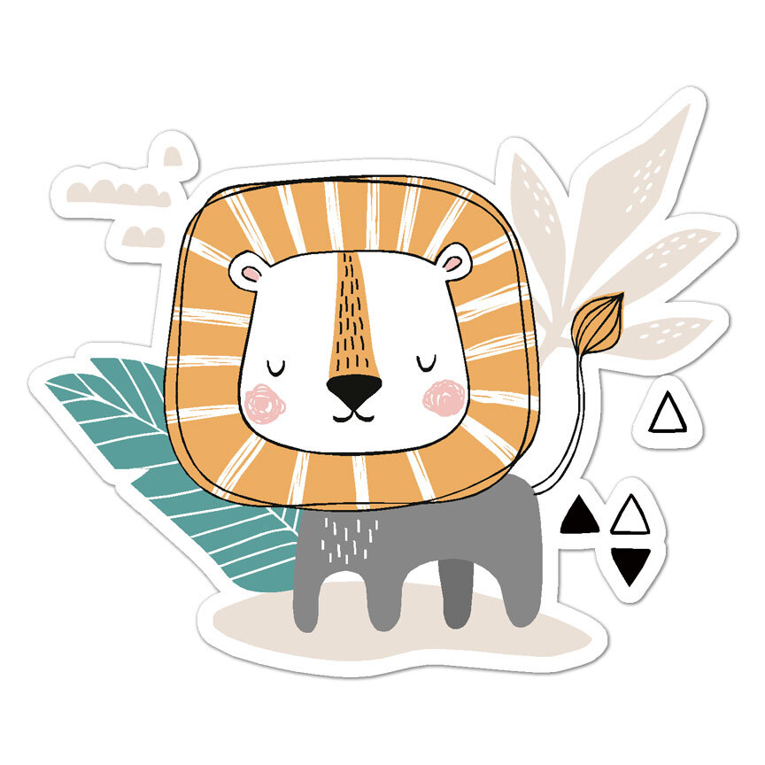 Cartoon Lion, Vinyl Decal Sticker, Indoor Outdoor, 3 Sizes, #8666