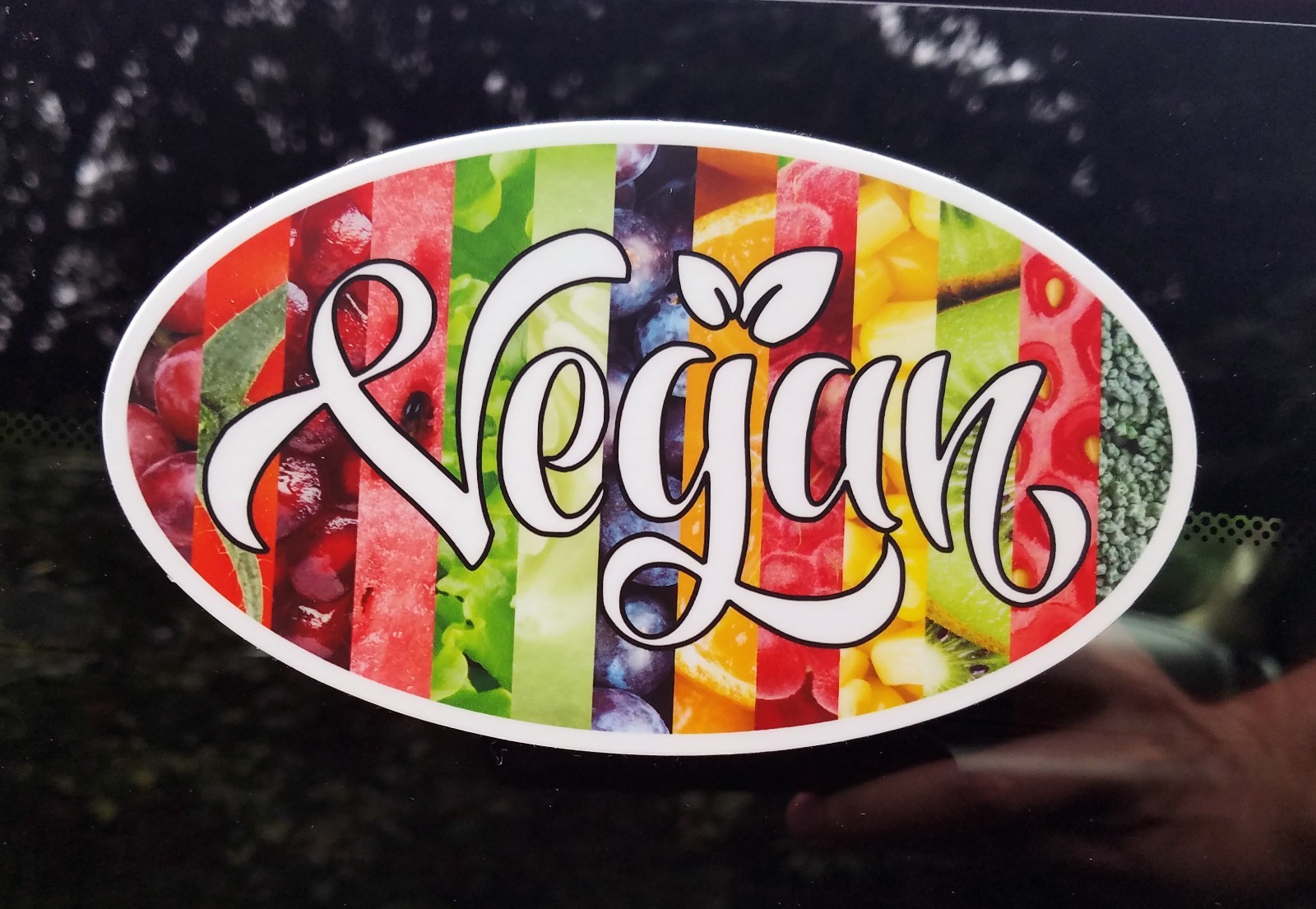 VEGAN 6" x 3.5" Die Cut Sticker Oval Decal Fruits Vegetables Vegetarian