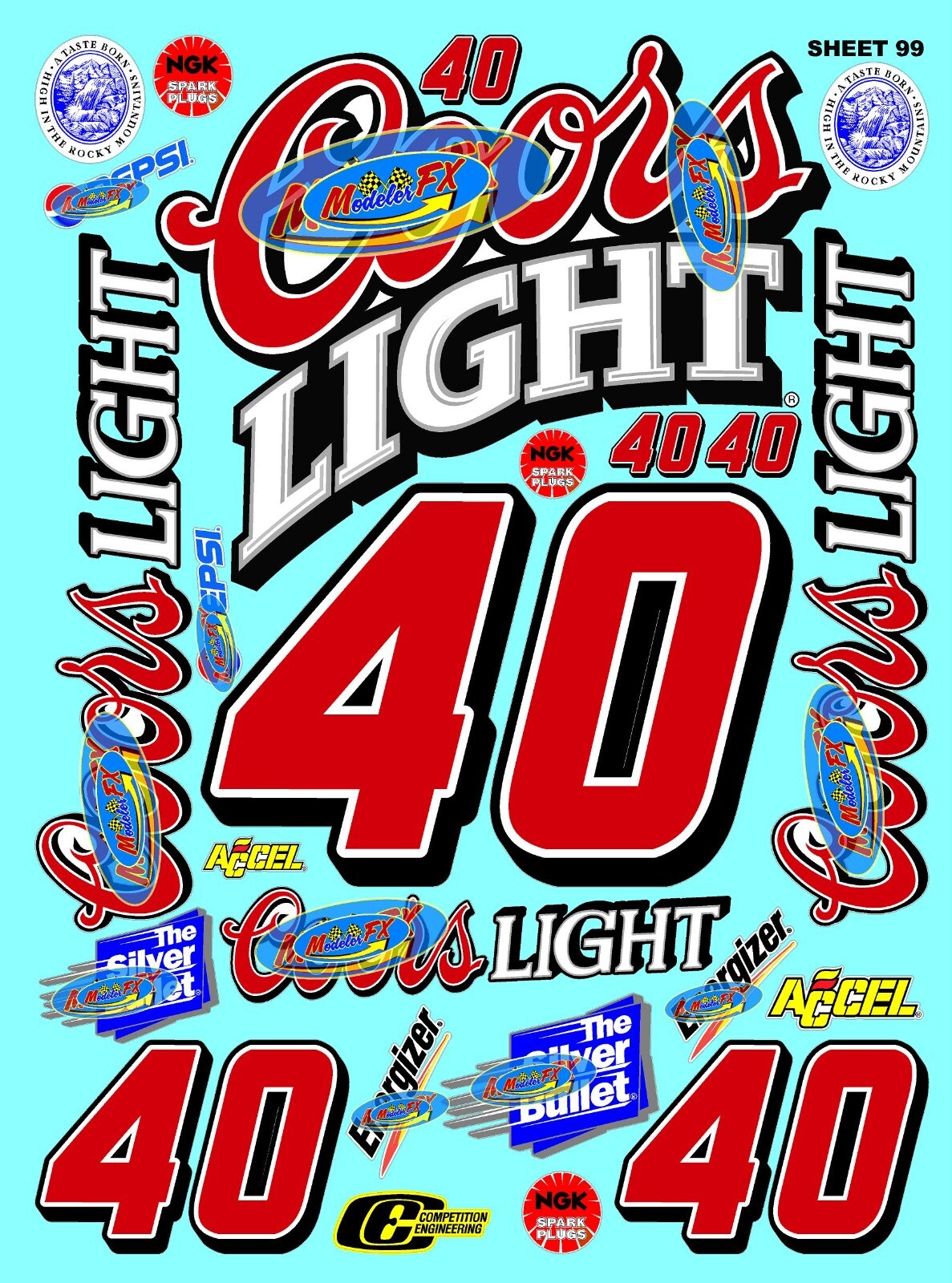 White Vinyl Sticker Sheet 99 F1coors-R/C MODEL Decal fits 1/24-1/16 Scale CUT