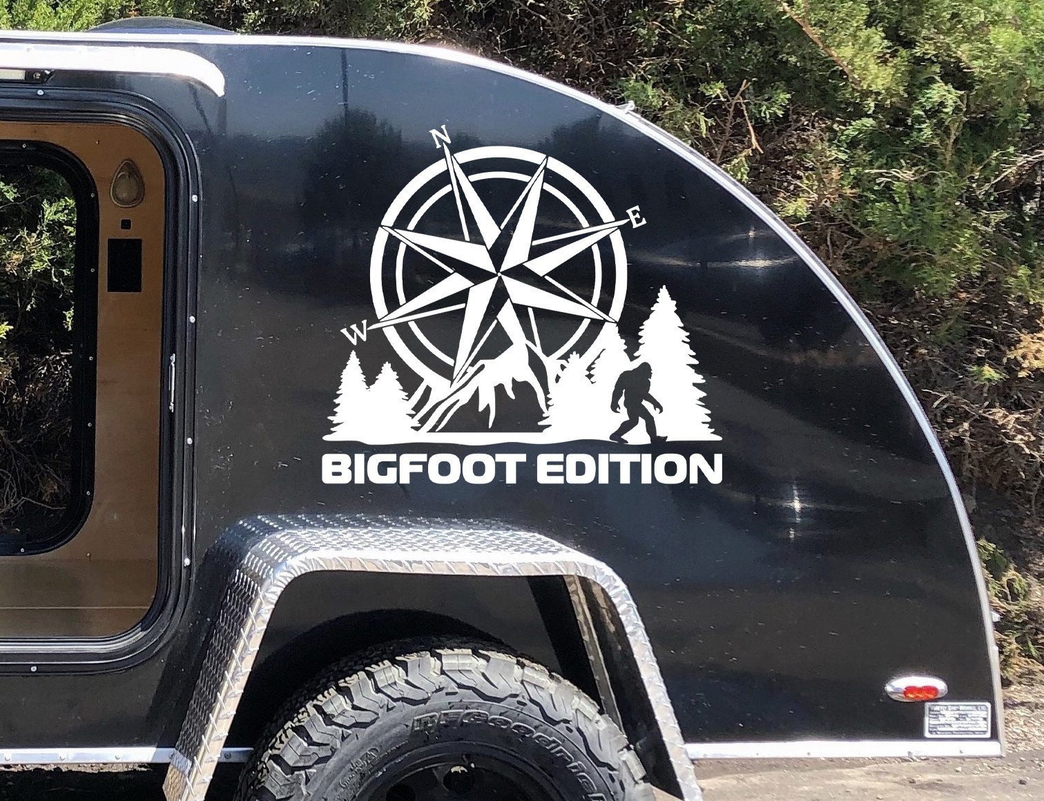 Bigfoot Edition Compass V2 Vinyl Decal Sasquatch Mountains Forest RV Outdoor
