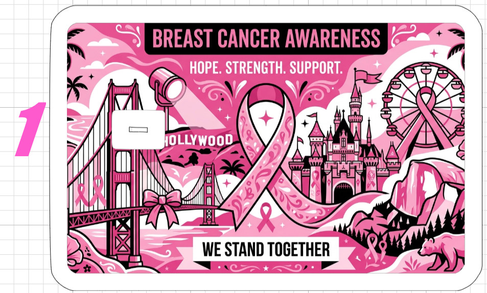 California Pink Ribbon Gift Credit Debit ATM Card Skin Sticker Breast Cancer USA
