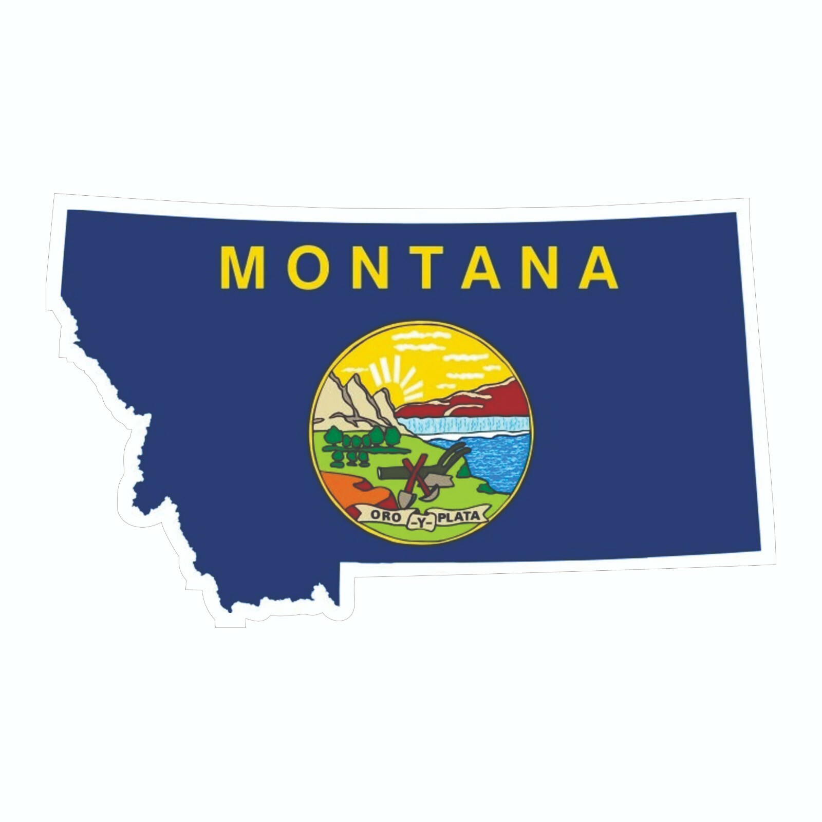 Montana State Map Outline with Flag Sticker, Decal, Vacation Sticker