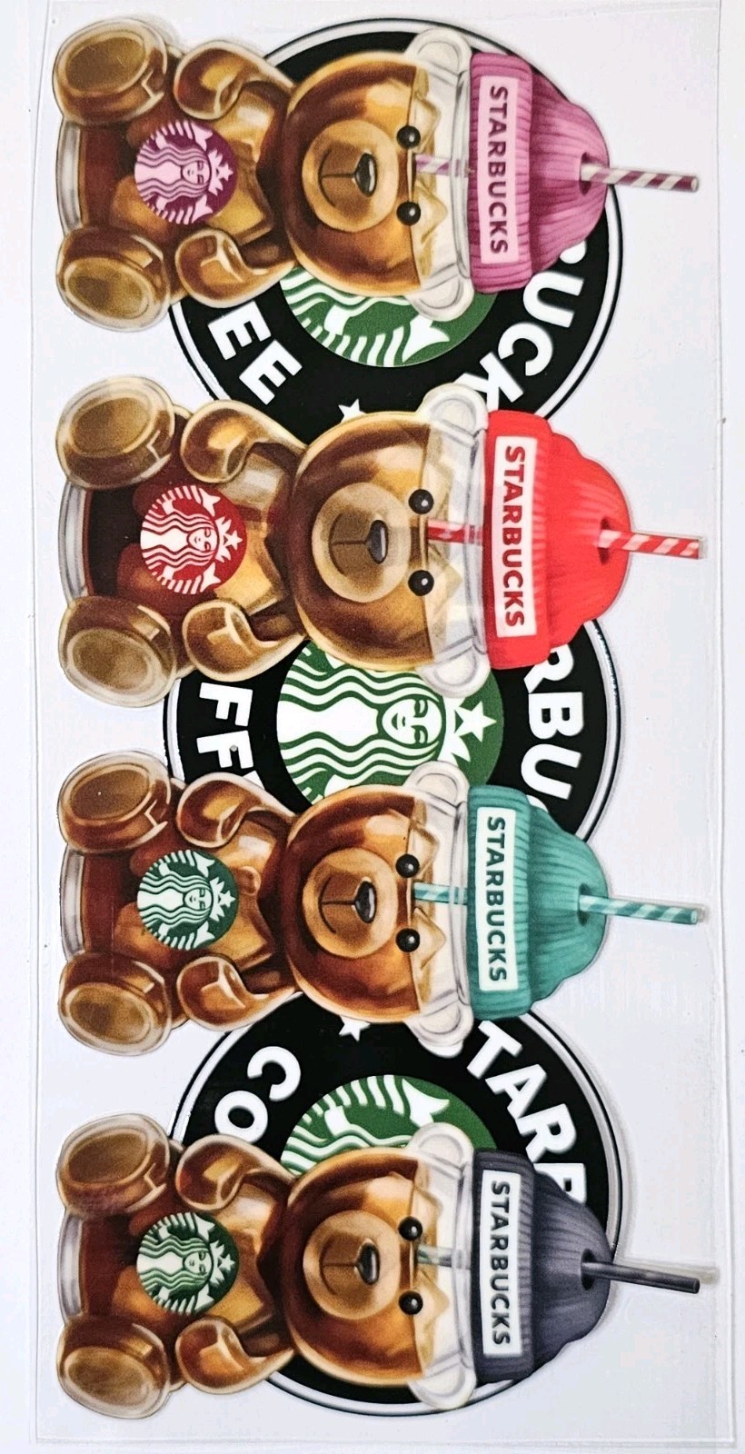 Starbucks Bear UV DTF Transfer Sticker Wrap Tumbler UVDTF BUY 10+ COMBINED SHIP
