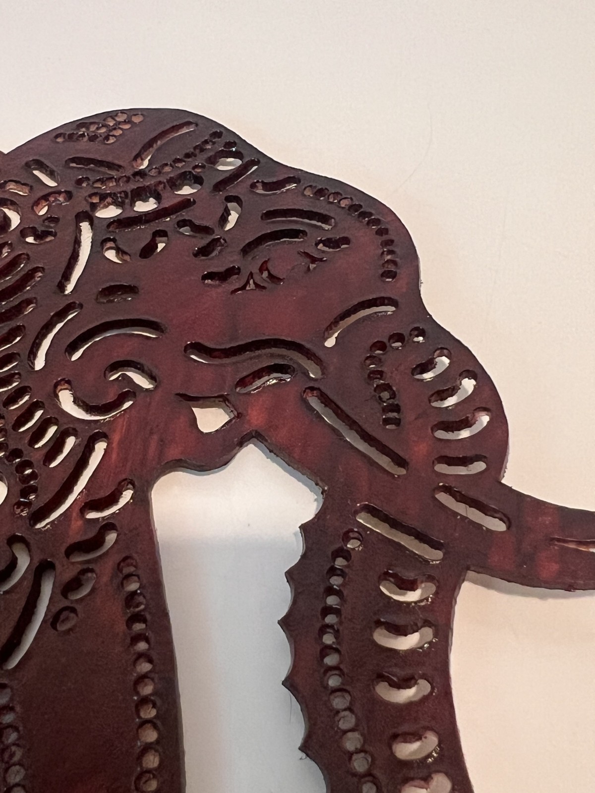 VTG HAND CRAFTED NATURAL GENUINE LEATHER ELEPHANT DECAL – THAILAND