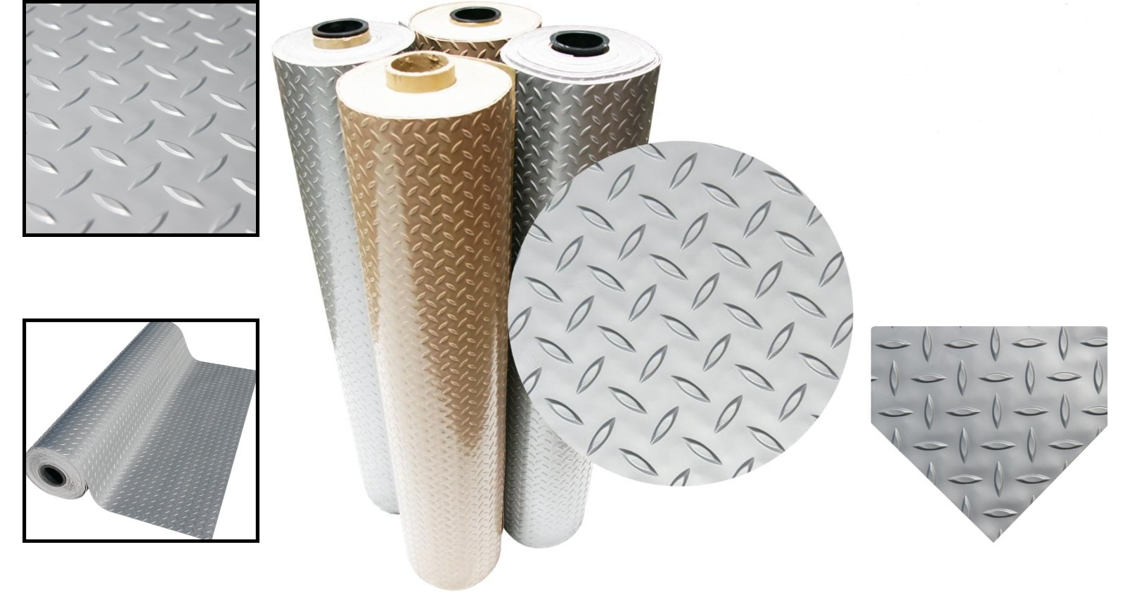 Lightweight, Slip-Resistant Diamond Plate PVC Flooring – 25ft Adjustable Length