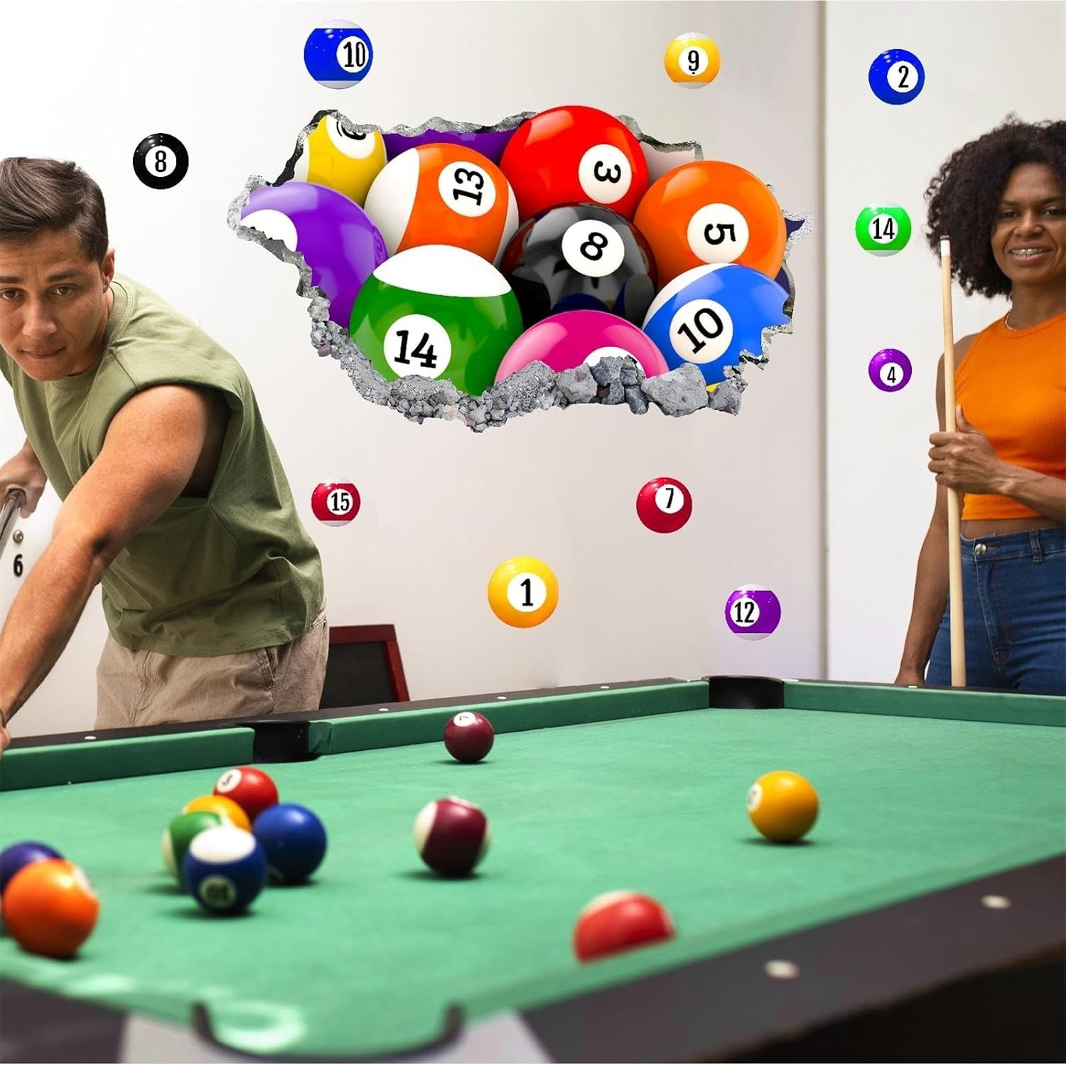 Removable Billiard Ball Wall Decals – Sporty Decor for Playrooms and Nurseries
