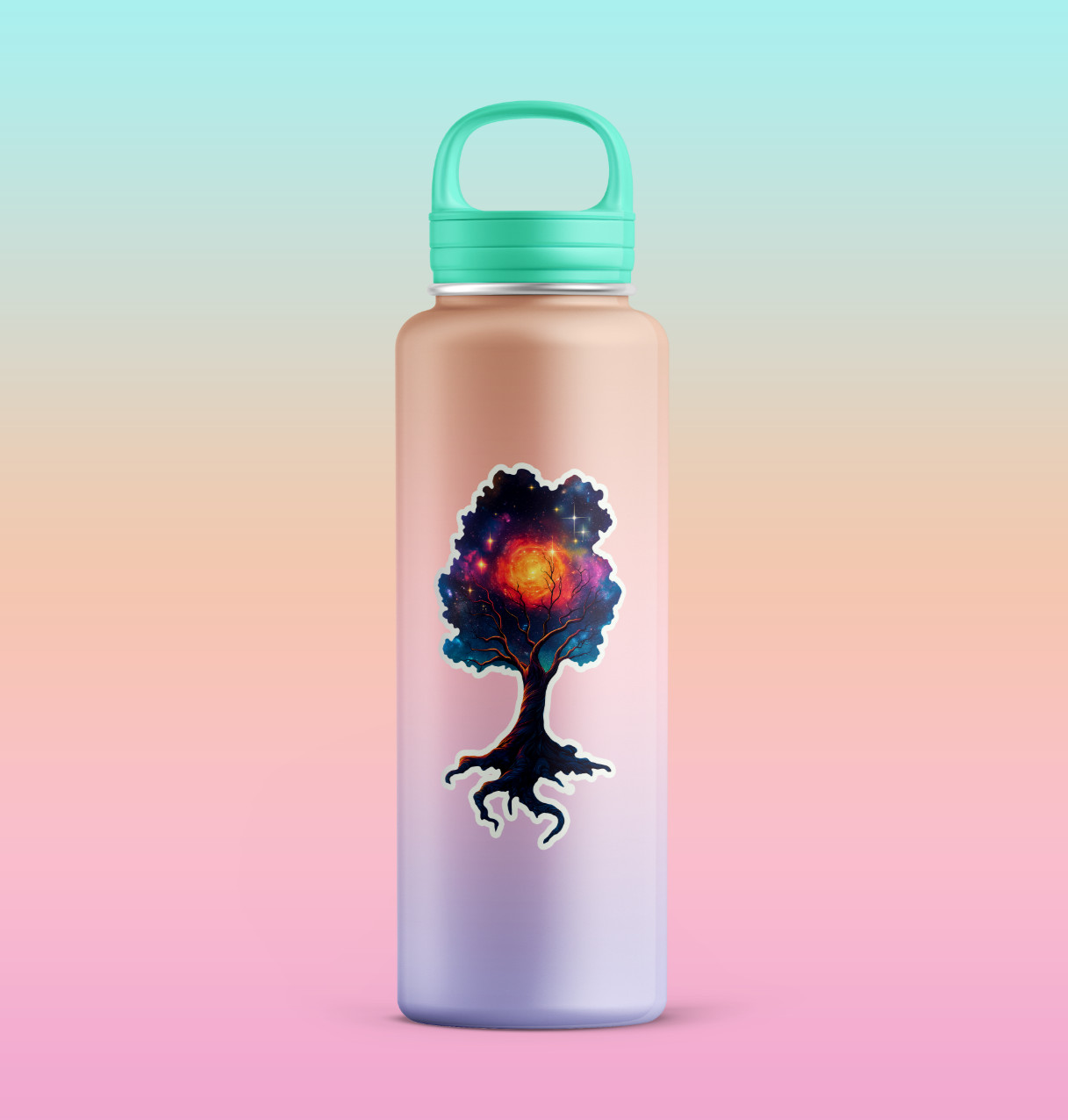 Galaxy Tree Sticker: Cosmic Nature Waterproof World Tree Sticker – Milky Way Art