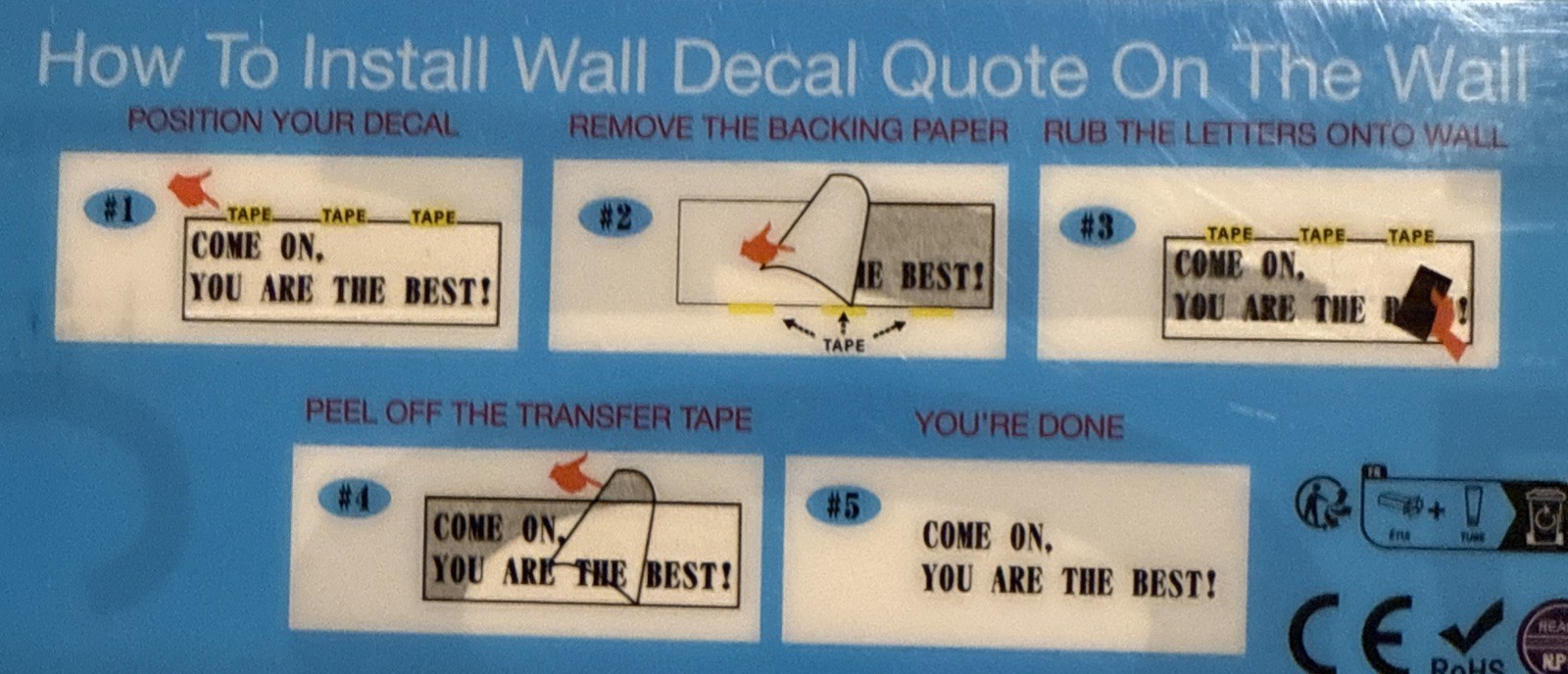 Self Sticking Wall Decal Quote DIY