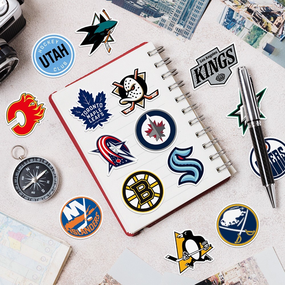 33 Pcs Stickers Hockey All NHL Teams LOGO Fridge Luggage Auto Car Laptop Vinyl