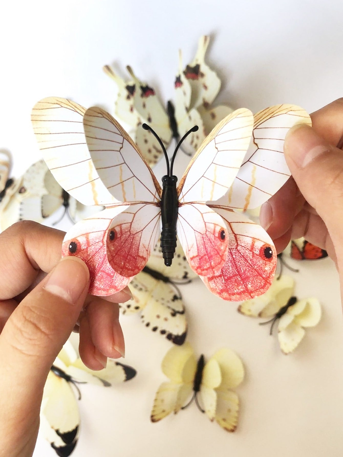 12pcs 3D Butterfly Sticker Ivory Wall Decals Butterflies Removable Mural Wall