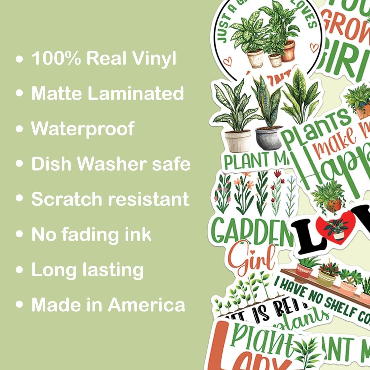 10pcs Plant Mom Sticker, Garden Girl, Plant Whisperer, Cute Plant Pot for Lover