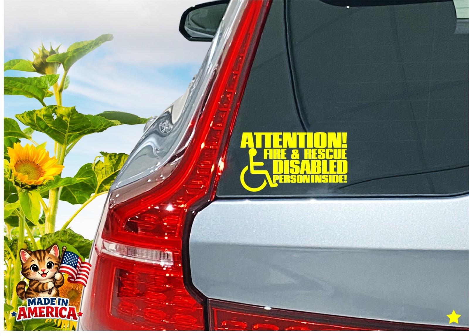 Attention Fire Rescue Disabled Person Inside Decal Window Sticker Save Lives