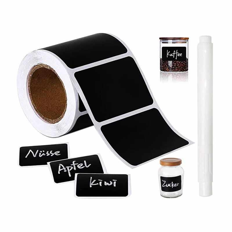 Black Labels Stickers With Pen Set Chalkboard Roll Waterproof Pantry Jar Sticker