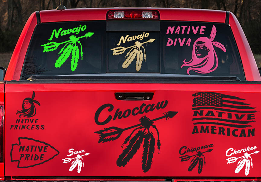 – Native American Arrow with Feathers Choctaw sticker decal