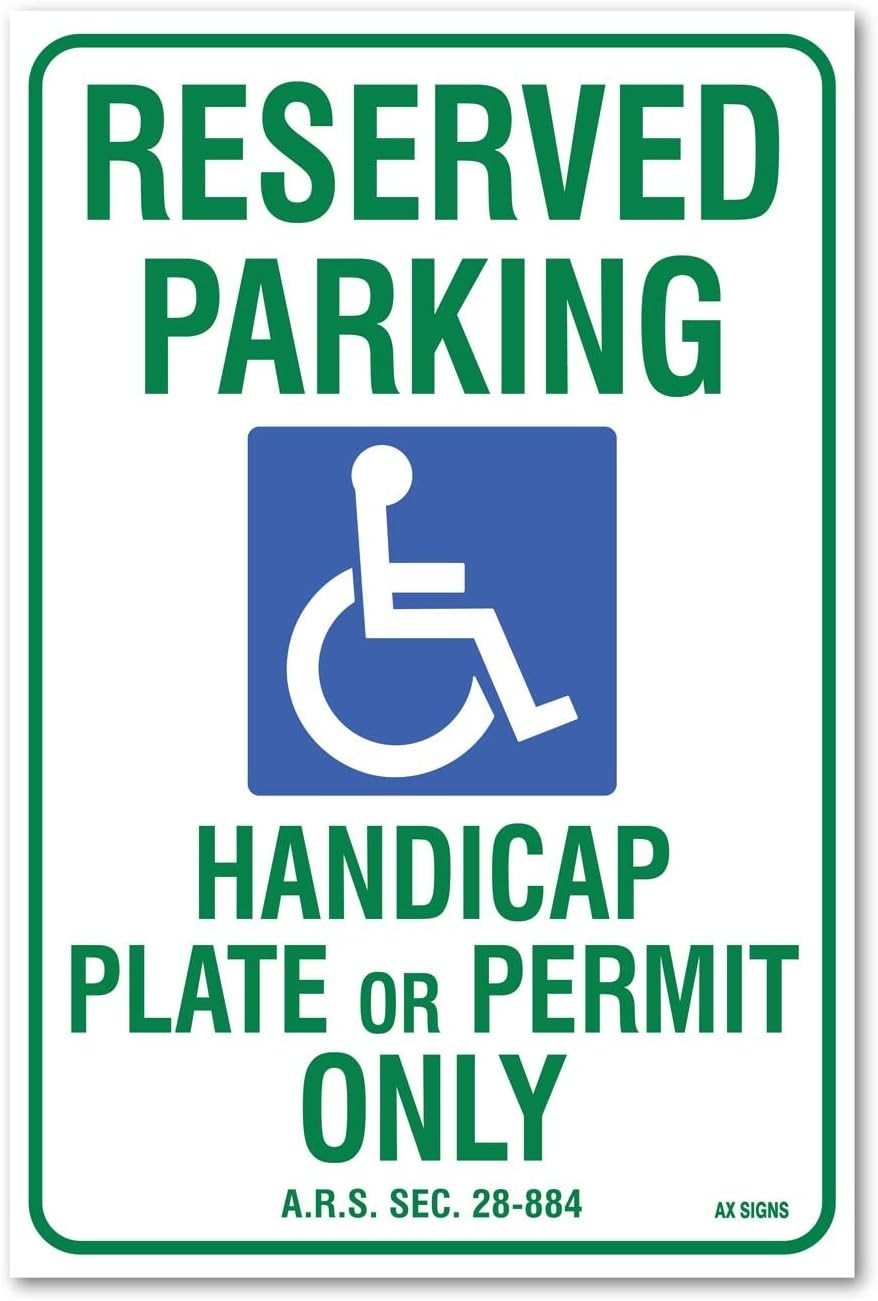 Reserved Parking Handicap Plate Or Permit Only, Sticker Sign, 12×18 Inches