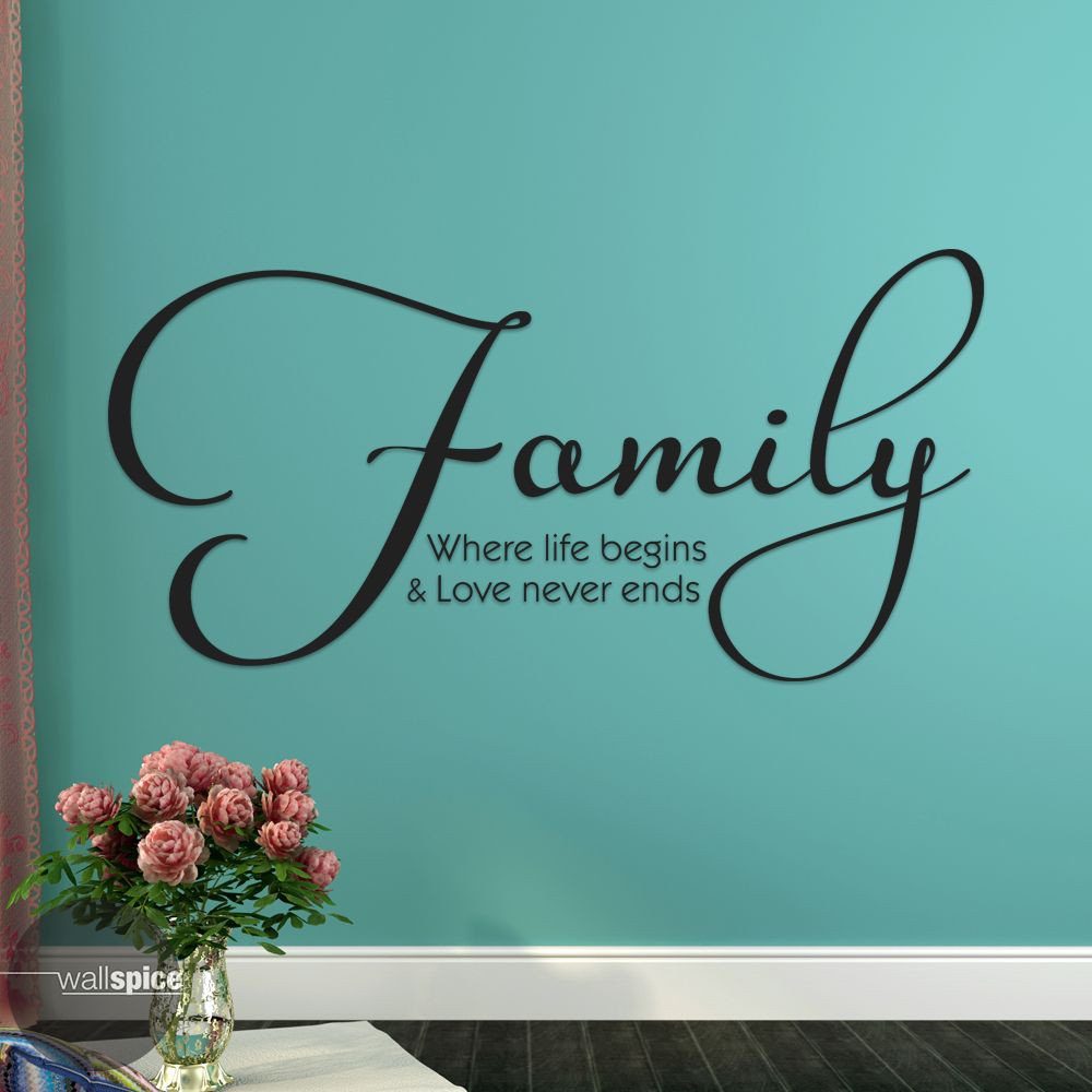 Family Where Life Begins And Love Never Ends Vinyl Wall Decal Sticker