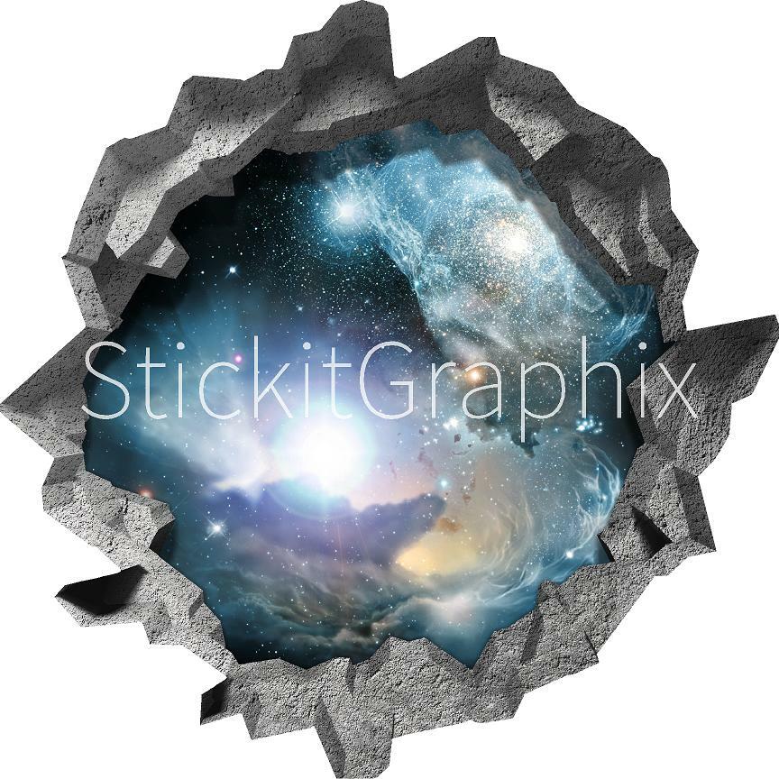 Hole in the Wall Nebula & Stars 3D Wall Decal Space Galaxy Vinyl Wall Sticker