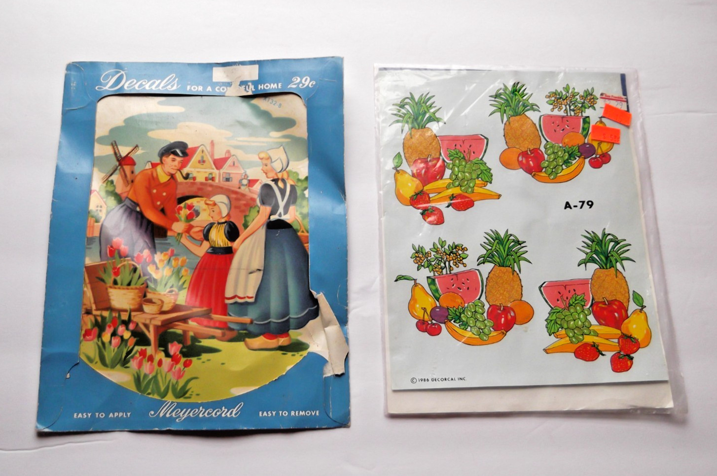 2 Fruit Furniture & Dutch Decals Vintage 1979 Decorcal Meyercord Sealed set