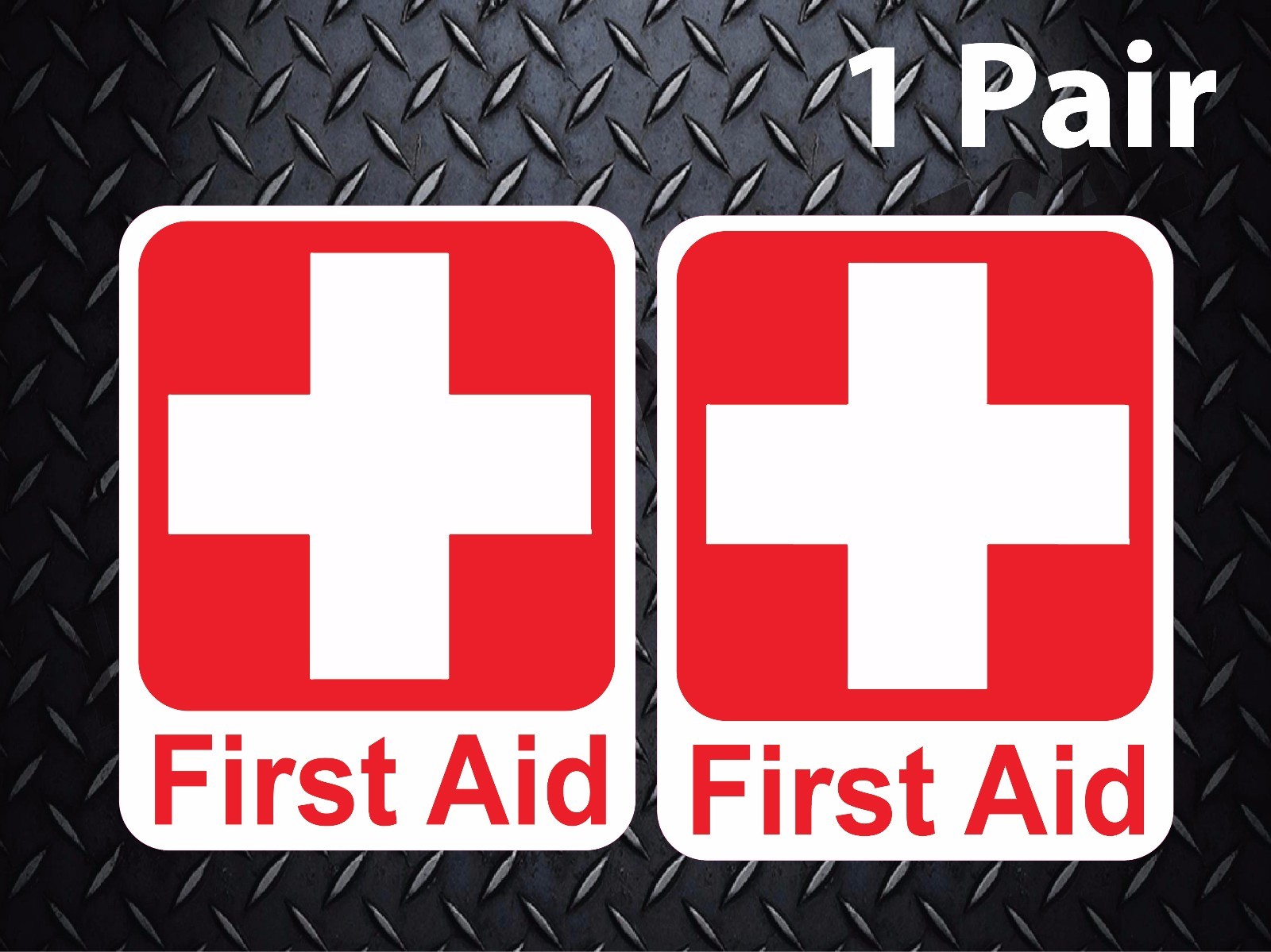 Pair of (2) First Aid Red Cross Vinyl Decal Sticker 2.0" x 2.5" P 35 Free Ship