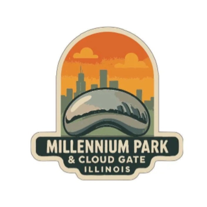Millennium Park & Cloud Gate Bean Iron On Heat Transfer Vinyl HTV Symbolic