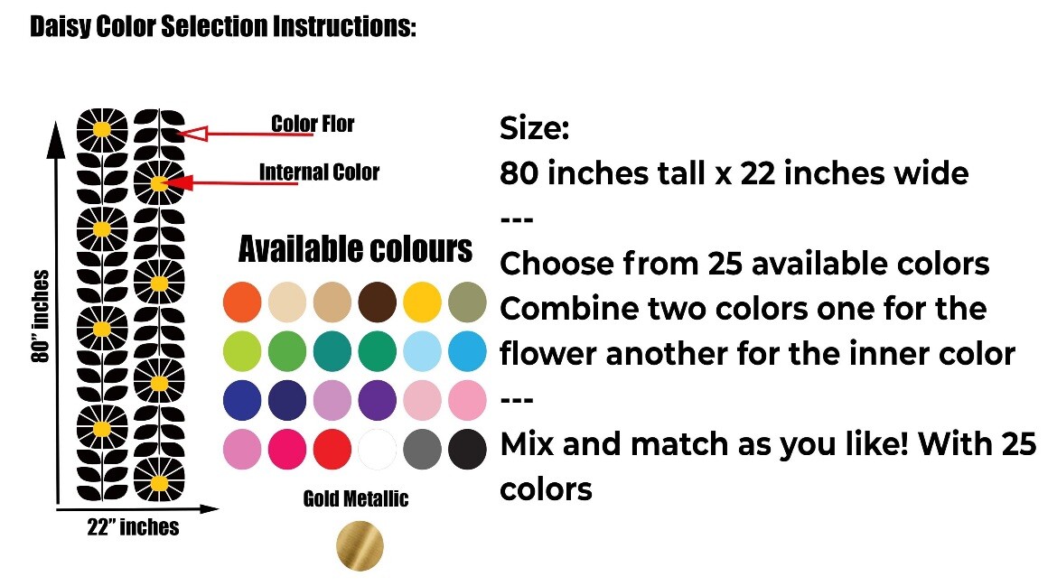 Mid Century Flowers Modern Sunday Wall Decal Vintage Modern Pero Stick 80 X22