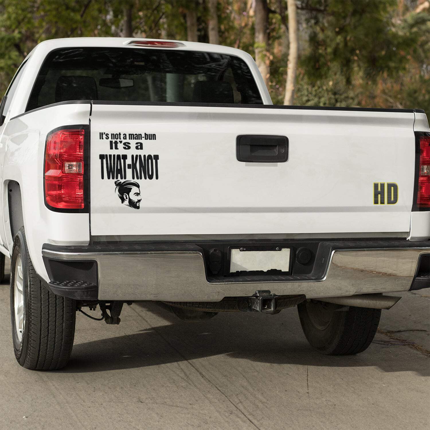 It's not a man-bun it's a twat-knot vinyl decal funny soyboy truck car