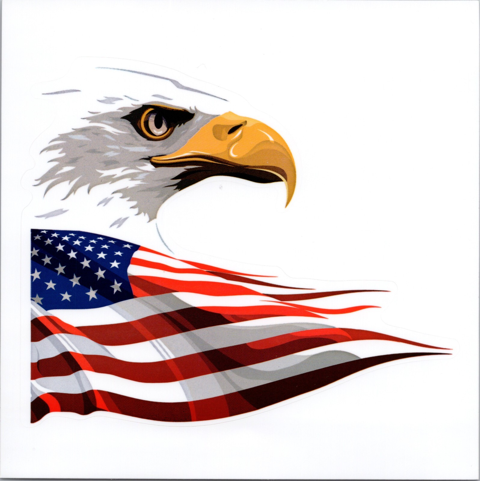 AMERICAN BALD EAGLE ~ STARS & STRIPES ~ USA – Vinyl Sticker 1.75in x 1.75in