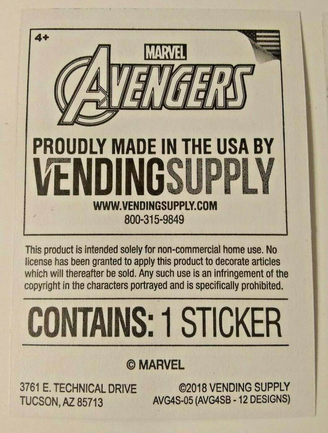 Marvel Avengers Hulk Superhero Sticker Decal Vending Supply Collectible